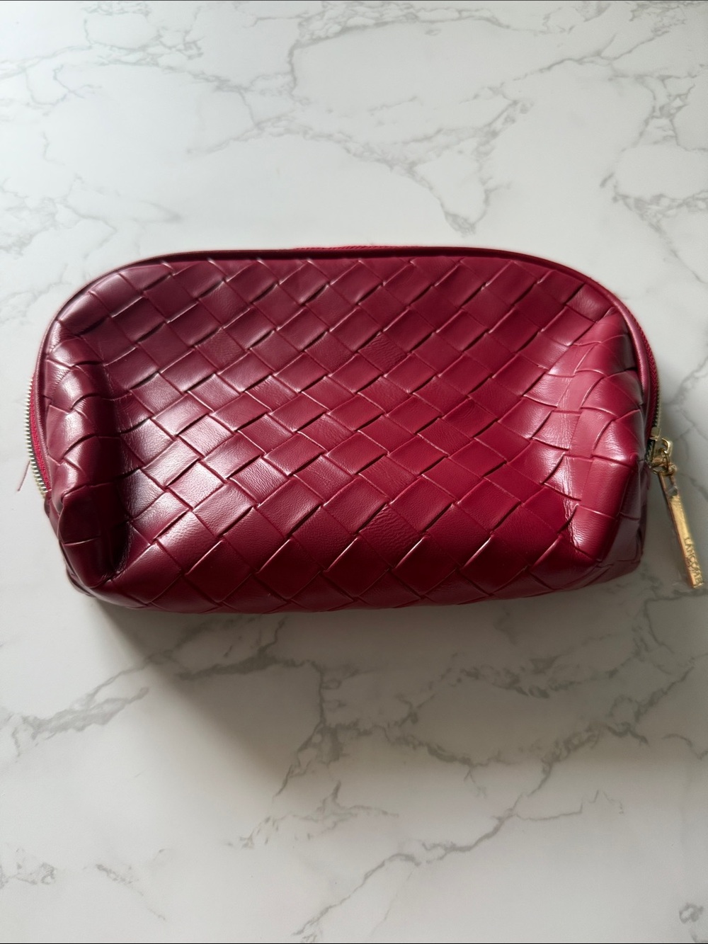 Lancome Woven Cosmetic Pouch - Deep Burgundy